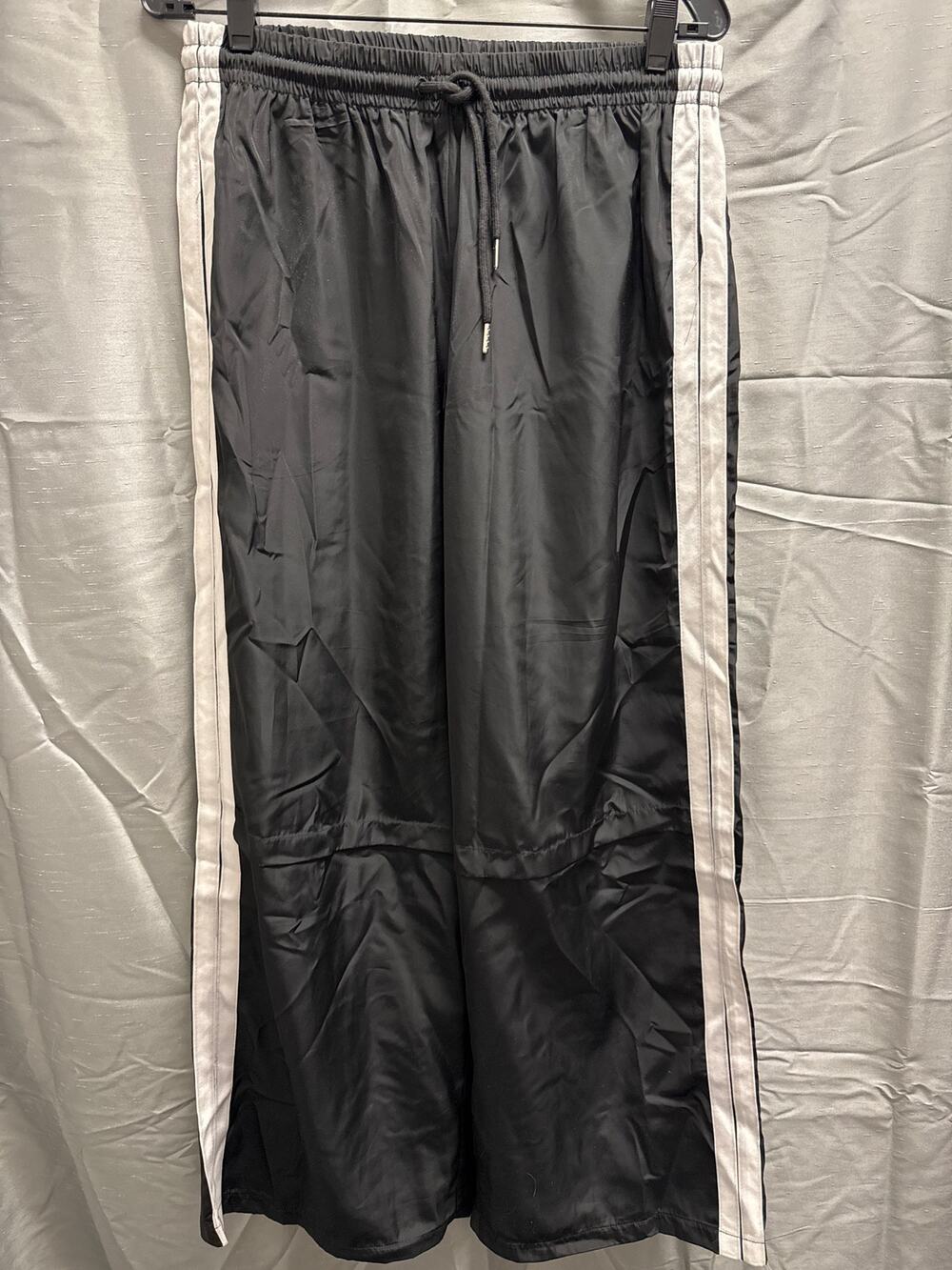 Edikted Black Wide Leg Track Pants Size Large